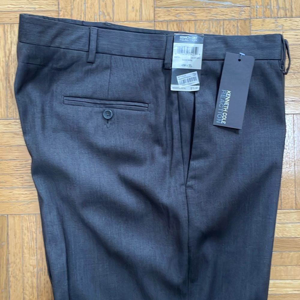 Heather Gray Kenneth Cole Reaction slacks, polyester-rayon blend. New with tags.